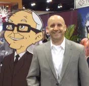 'This year’s shareholder meeting was an absolute blast,' says Eric Clarke seen here with the animated alter egos of Charlie Munger and Warren Buffett