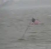 This American flag showed its colors on Portland Harbor as a nor'easter raged