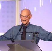 James Carville lent his big presence and Louisiana accent to a small event with large ambitions.