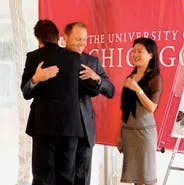 Joe Mansueto, pictured with wife Rika Yoshida at his alma mater University of Chicago, will have more time for philanthropy when he passes the CEO baton to Kunal Kapoor, in January.
